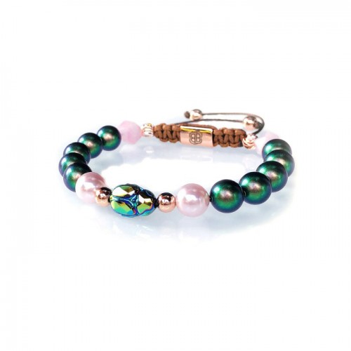 Дамска Гривна с Перли Сваровски/Swarovski GREEN SKARABEUS